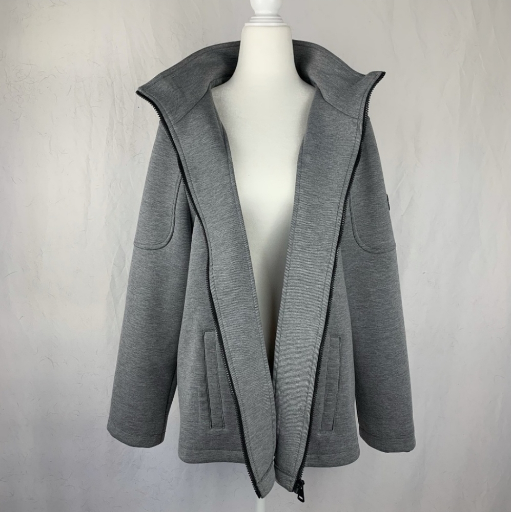 Andrew Marc Grey Zip up Sweater Jacket with Hoodie
